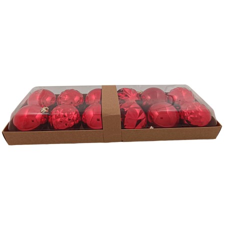 Set of 12 red balls ø 8 cm for Christmas tree for nativity scene