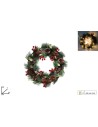 Wooden wreath with pinecones and battery-operated berries Ø