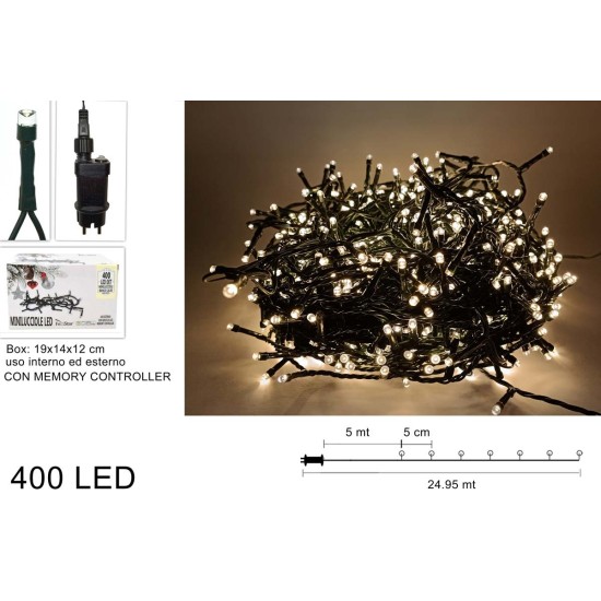 Miniluci 400 led uso externo blanco cálido para pesebre Mondo