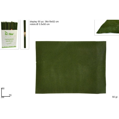 Papel efecto terciopelo verde tamaño 50x70 cm para belén Mondo