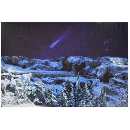 Background with snowy mountains and a comet star, measuring 100x70 cm for