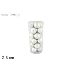 Set of 24 silver balls ø 6 cm for Christmas tree for nativity scene