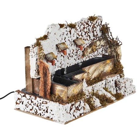 Fontana funzionante tre getti cm 33x18x24 h per presepe Mondo