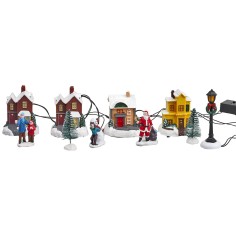 Houses and functional lamppost with batteries for Christmas