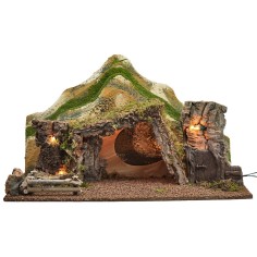 Cabaña iluminada con montañas cm 57x34x33 h 2