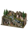Belén completo con estatuas iluminado con molino cm 63x37x33h