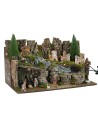 Belén completo con estatuas iluminado con molino cm 63x37x33h