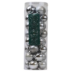 Juego de 32 bolas plateadas ø 5 cm para árbol de Navidad