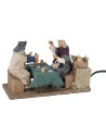 Card players seated 12 cm in motion