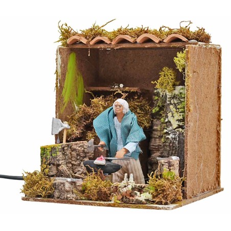 Fabbro cm 10 in movimento cm 17x17x19 h per presepe Mondo