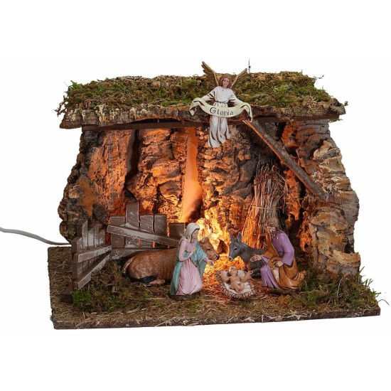 Gruta iluminada de 39x27x25 cm para belén Mondo Presepi