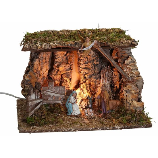 Gruta iluminada de 39x27x25 cm para belén Mondo Presepi