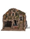 Pesebre artesanal iluminado con cascada cm 39x30x39h