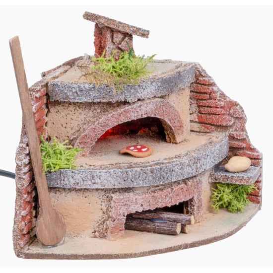 Forno per fornaio con luce effetto fuoco cm 12x11x12,5 h per