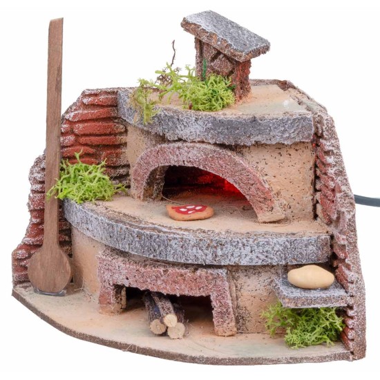 Forno per fornaio con luce effetto fuoco cm 12x11x12,5 h per