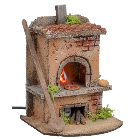 Forno per fornaio sqaudrato con luce effetto fuoco cm 10x10x15h