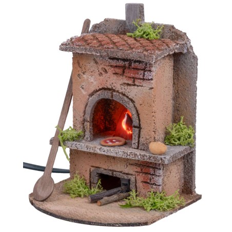 Forno per fornaio sqaudrato con luce effetto fuoco cm 10x10x15h