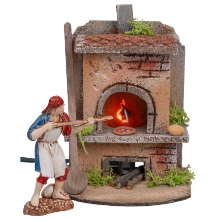Forno per fornaio sqaudrato con luce effetto fuoco cm 10x10x15h