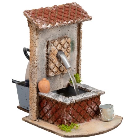 Fontana funzionante stile rustico cm 15,5x10x15 h per presepe