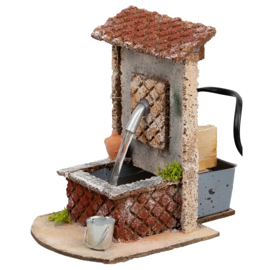 Fontana funzionante stile rustico cm 15,5x10x15 h per presepe