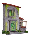 Casetta grigia e verde con pozzetto per presepe cm 10x4x12,5 h