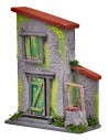 Casetta grigia e verde con pozzetto per presepe cm 10x4x12,5 h
