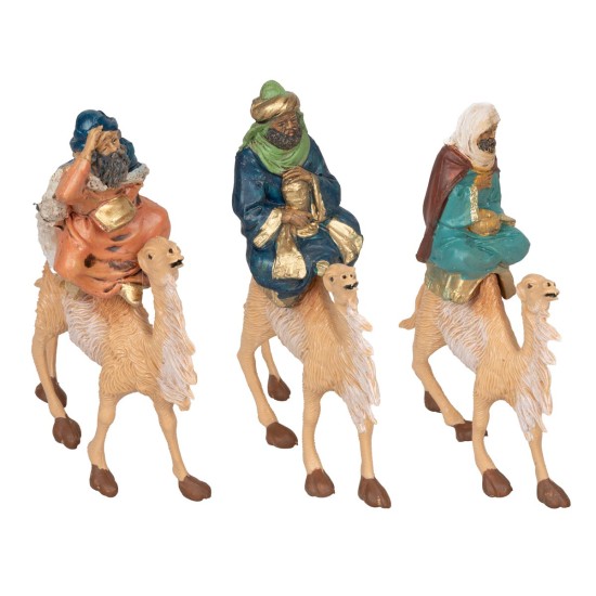 Three Wise Men on camel set, 10 cm series, in PVC for nativity scene