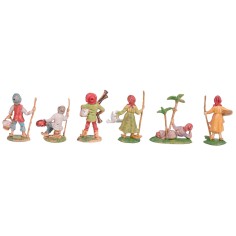 Set 6 statuine mestieri in PVC per presepe Mondo Presepi 2