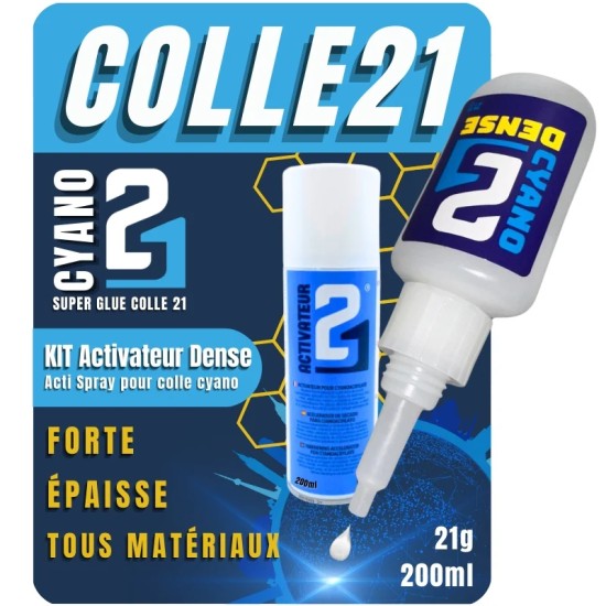 Kit de pegamento cianoacrilato denso Colle21 gr 21 + activador en spray
