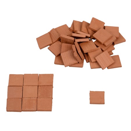 Terracotta square tiles 14x14x2 mm, pack of 150 pieces for