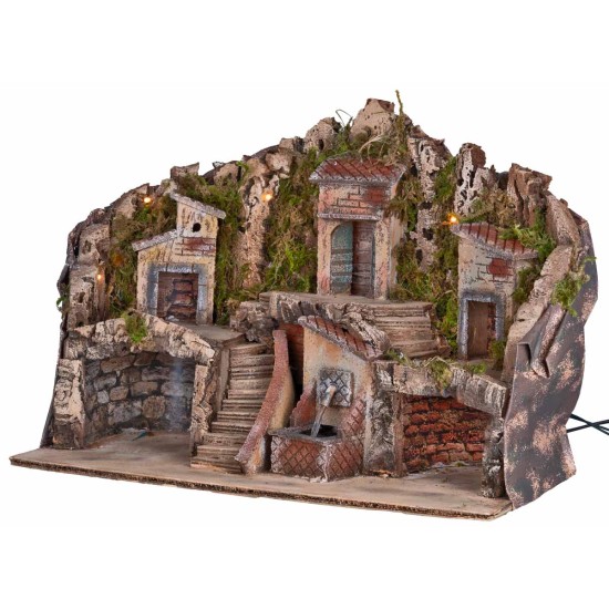 Illuminated nativity scene with fountain 50x25x35 cm