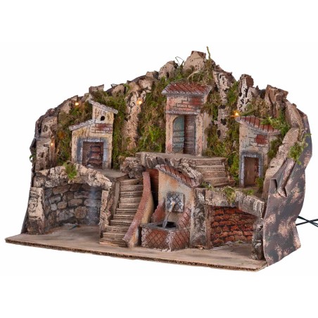 Illuminated nativity scene with fountain 50x25x35 cm