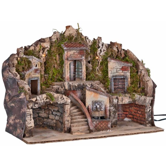 Presepe illuminato con fontana 50x25x35 cm