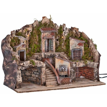 Presepe illuminato con fontana 50x25x35 cm