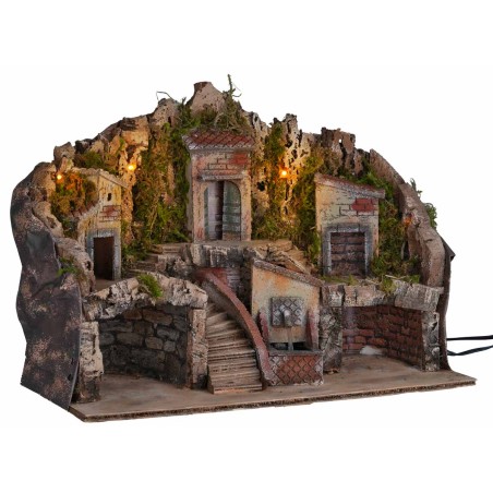 Presepe illuminato con fontana 50x25x35 cm