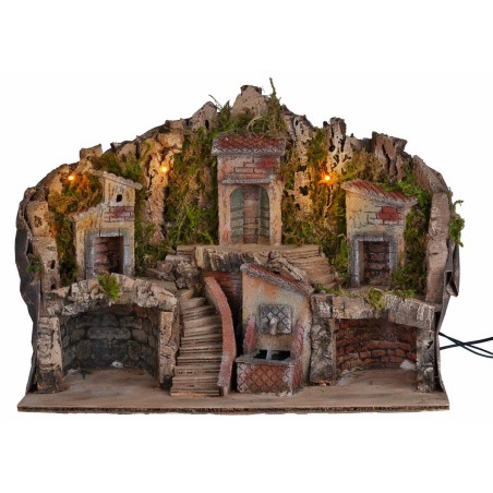 Presepe illuminato con fontana 50x25x35 cm