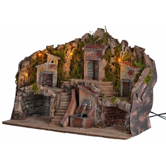 Presepe illuminato con fontana 50x25x35 cm