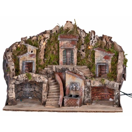 Presepe illuminato con fontana 50x25x35 cm