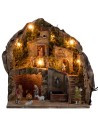 Pesebre iluminado con fuente 34x27x38h completo de estatuas