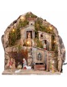 Illuminated nativity scene with fountain 34x27x38h complete