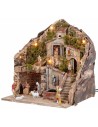 Presepe illuminato con fontana completo di statue 34x27x38h per