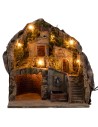Presepe illuminato con fontana 34x27x38h per presepe Mondo