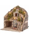 Illuminated nativity scene with fountain 34x27x38h for Mondo nativity scene