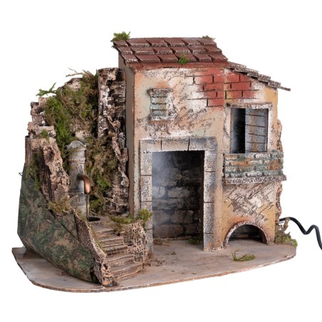 Casa rústica con fuente nasone funcionando a columna 37x25x28h