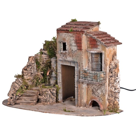 Rustic house with working column Nasone fountain 37x25x28h