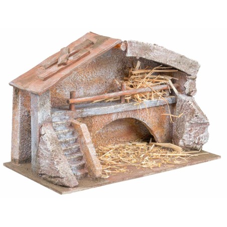 Capanna di campagna con soppalco cm 30x15x19h per presepe Mondo