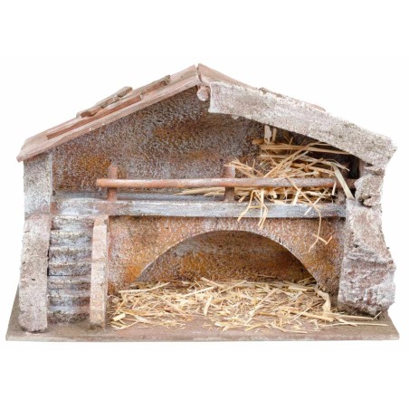 Capanna di campagna con soppalco cm 30x15x19h per presepe Mondo