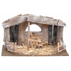 "Empty country cabin with a half-moon opening"