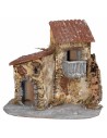 Casetta stuccata rustica con balcone 20x18x18h per presepe