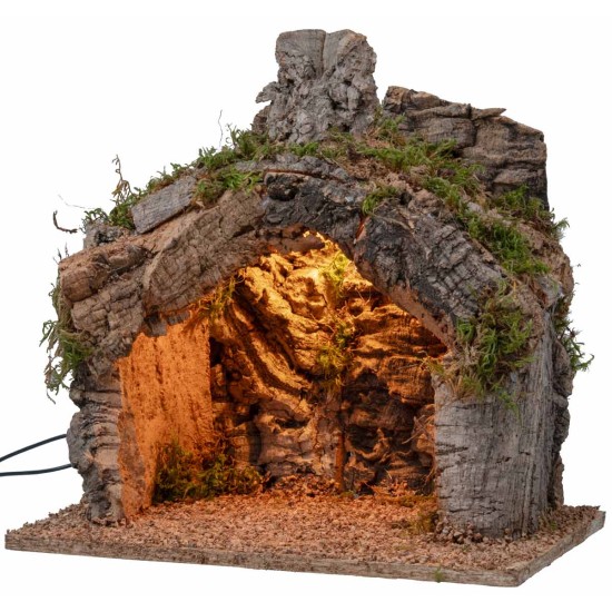 Cabaña iluminada redonda de 30x20x30 cm para pesebre Mondo Presepi.